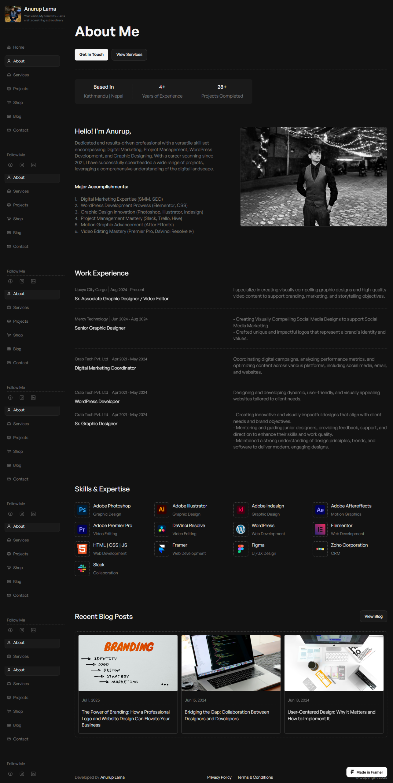 About Me - Anurup Lama-Framer