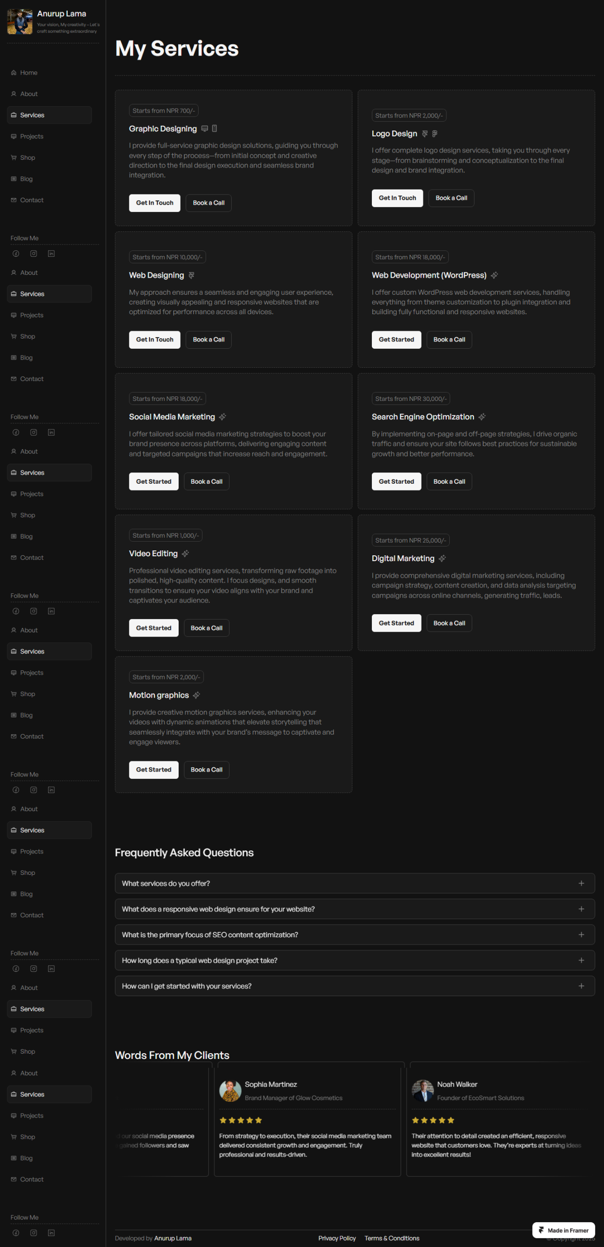 Services - Anurup Lama-Framer