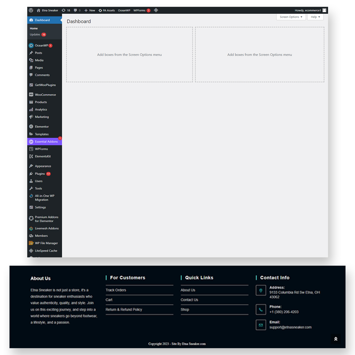 dashboard-and-footer